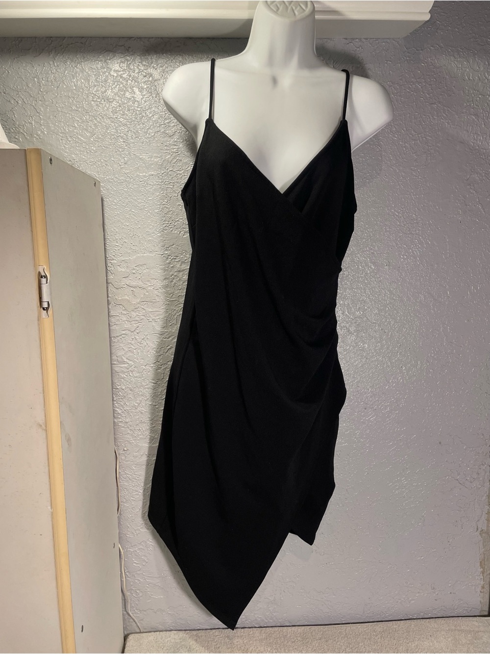 Mind Code Black Asymmetrical Slip Dress